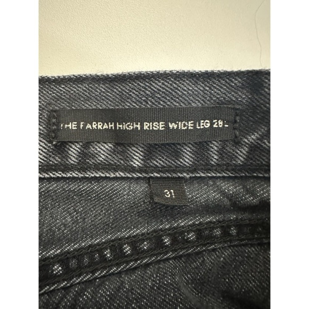 Denim Forum The Farrah High‎ Rise Wide Leg Jean Sz 31 Organic Cotton Black Denim - Picture 4 of 14
